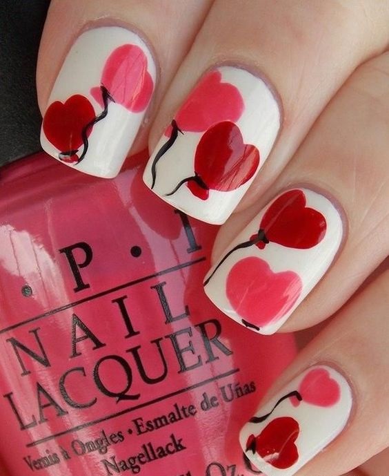 Queen of Hearts Nail Art design for Valentine's Day