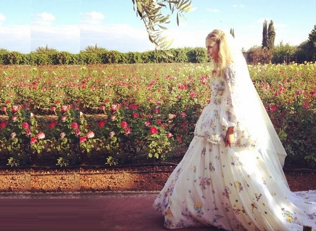 Poppy Delevingne wearing her beautiful wedding gown by Emilio Pucci