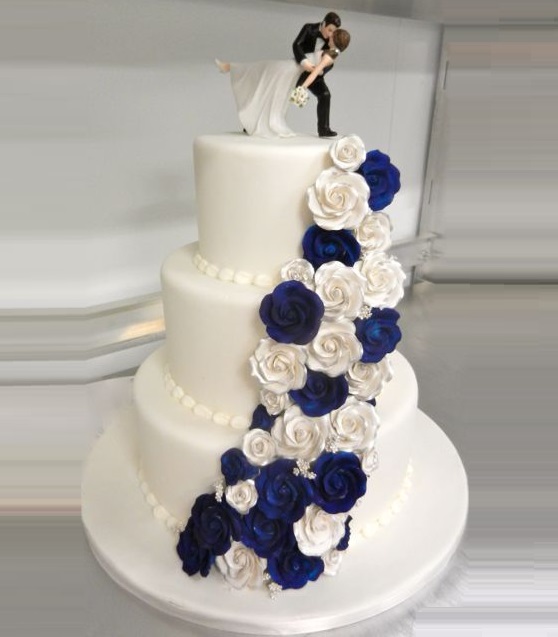 Blue Streak Wedding Cake for Brides and Grooms