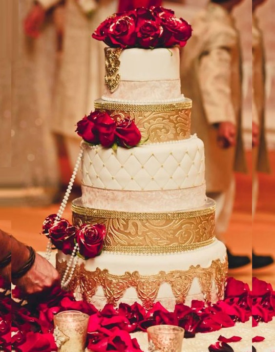 Indian Wedding Cake Style with red roses