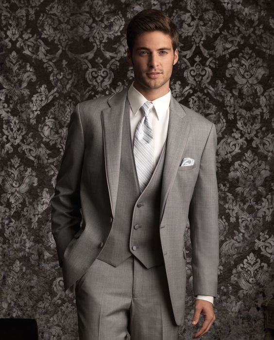  Silver Gray Groom's Outfit for men with upper ages