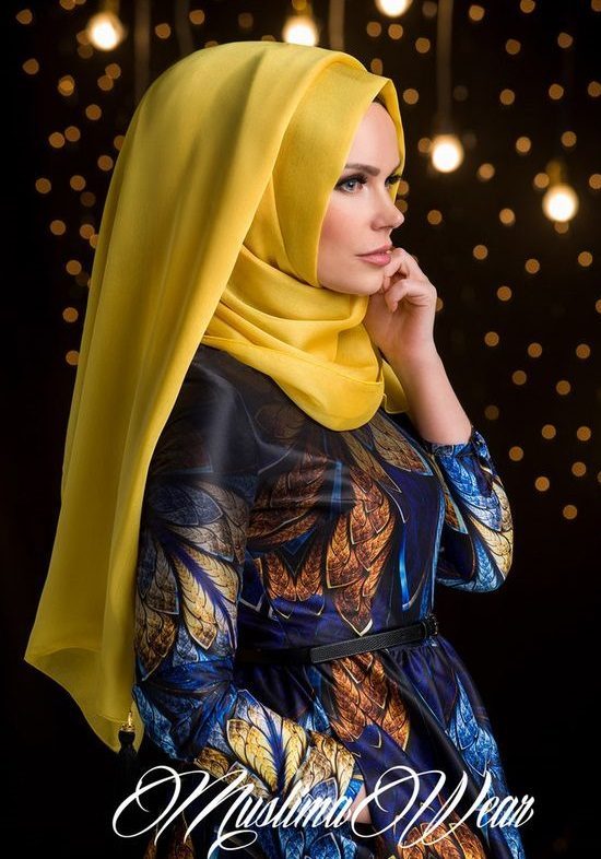 Yellow neck tight hijab