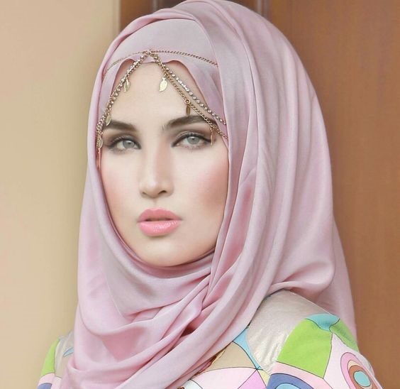 Fancy hijab style with ornaments