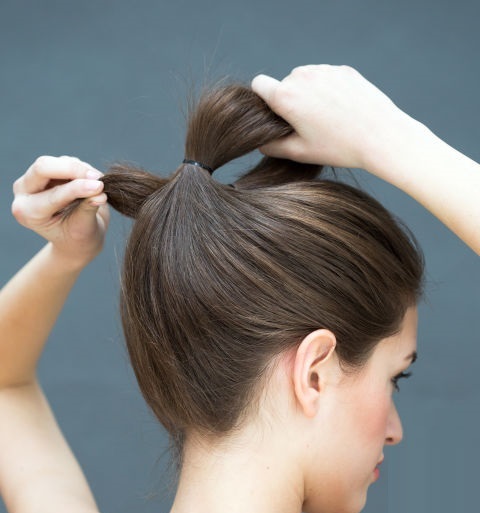 How to make a bun with high ponytail?