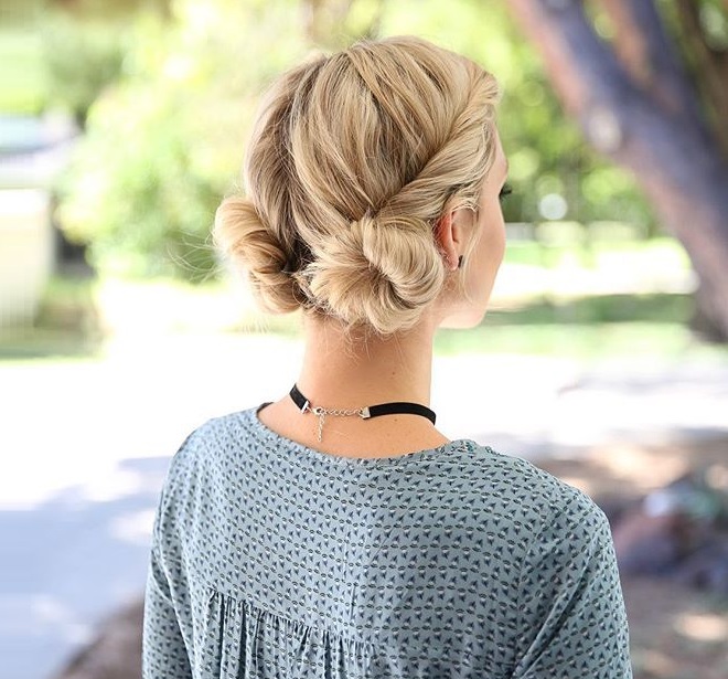 Bun with two twisted ponytails